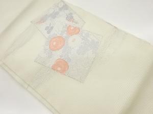 絽色紙に萩・花々模様織出し名古屋帯